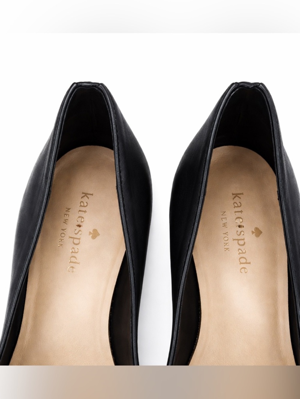 Kate Spade Y2K Black Leather Gold Bow Block Heel Pumps Size 6.5 Classic Preppy - Picture 5 of 8